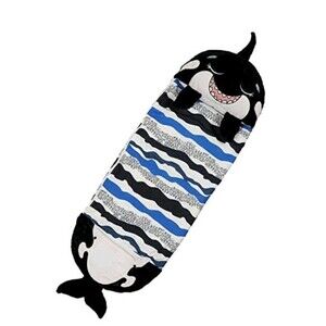 Happy Nappers Pillow & Sleepy Sack Kids Sleeping Bag Black Shark 54"x20" NEW